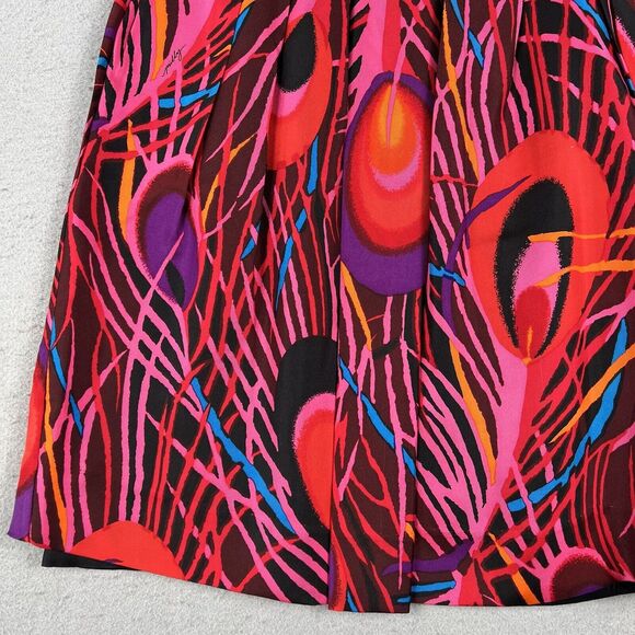 Milly Of New York Skirt Women’s 2 Multicolor Peacock Feather Pleated Knee Length - Picture 5 of 16